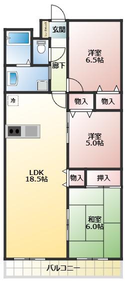 ライオンズ柏原駅前クラウンスクエア(3LDK/9階)の間取り写真
