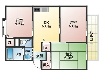 フレール(3DK/2階)の間取り写真