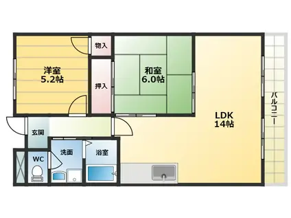 日吉壱番館(2LDK/2階)の間取り写真