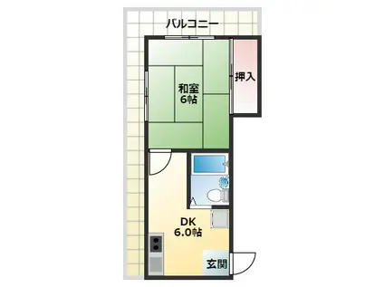 福田ポリス(1DK/5階)の間取り写真