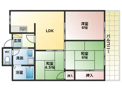 ドムール祐村(3LDK/1階)の間取り写真