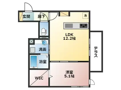 フェリーチェヴェント(1LDK/1階)の間取り写真