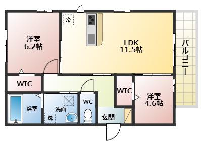 AVENIR(2LDK/2階)の間取り写真