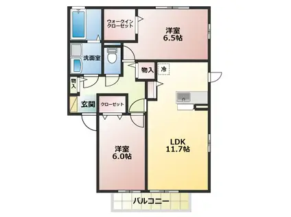 プランドールソフィアA棟(2LDK/2階)の間取り写真