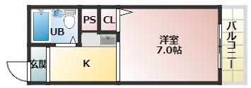 メゾンヤマモト(1K/2階)の間取り写真