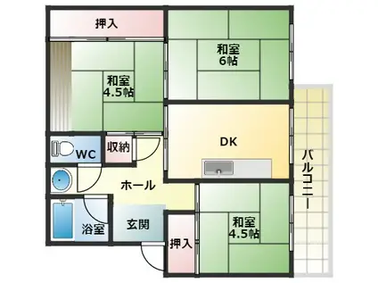 金剛第三222棟(3DK/3階)の間取り写真