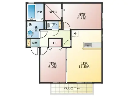 フローレンス(2LDK/1階)の間取り写真