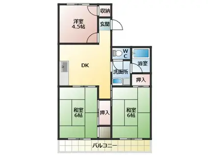 ガーデンハイツ置田(3DK/2階)の間取り写真