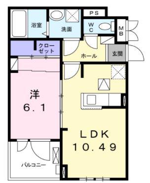 グランドール(1LDK/1階)の間取り写真