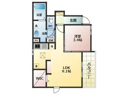 プラシージュ(1LDK/1階)の間取り写真