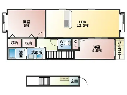 ビータ プラシード(2LDK/2階)の間取り写真
