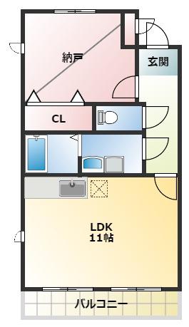 アミティエⅡ(1LDK/1階)の間取り写真