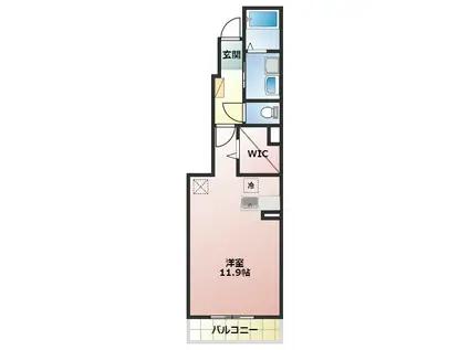 ヴェルデ アッカ(1K/1階)の間取り写真