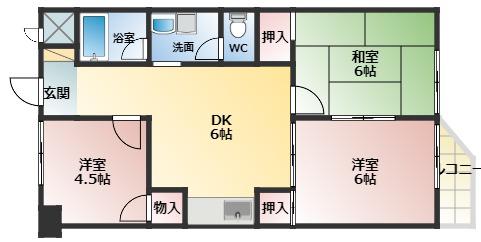 SAMURAIマンション(3DK/5階)の間取り写真