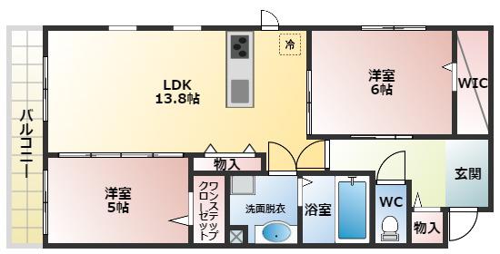タンカルム ニータ(2LDK/2階)の間取り写真