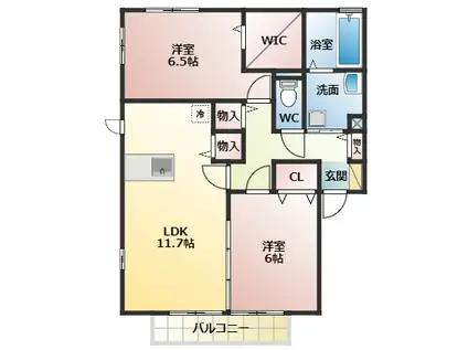 プランドールセレナA棟(2LDK/1階)の間取り写真