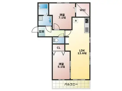 カンフリエ イースト(2LDK/3階)の間取り写真