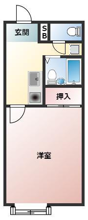 近鉄長野線 富田林駅 徒歩15分 2階建 築17年(1K/1階)の間取り写真
