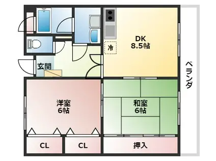 プロヴァンスイン松原(2LDK/4階)の間取り写真
