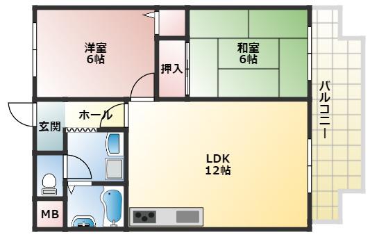 ラ・メールヤブウチ(2LDK/3階)の間取り写真