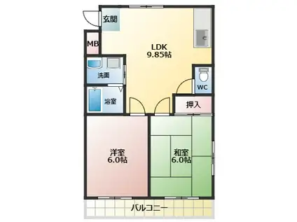 サンハイツ(2LDK/2階)の間取り写真