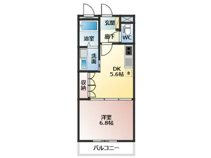 ONES(1DK/2階)の間取り写真