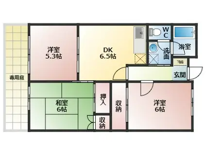 グリーンガーデン松南B棟(3DK/2階)の間取り写真