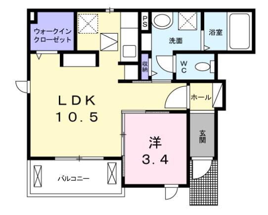 メイプル(1LDK/1階)の間取り写真