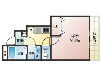 アスピリア古池(1K/1階)の間取り写真