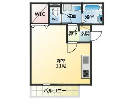 バラドミール(ワンルーム/1階)の間取り写真