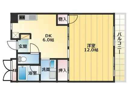 ロイヤルハイツ松ヶ丘(1DK/2階)の間取り写真