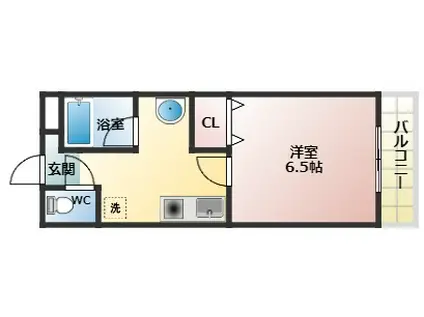 ウエストワンーⅠ(1DK/2階)の間取り写真