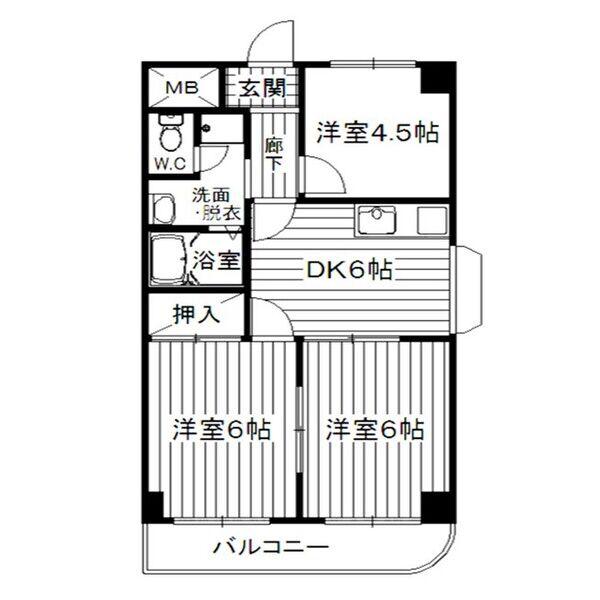 さんさん松原(3DK/2階)の間取り写真