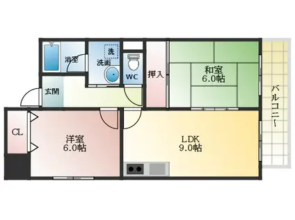 シャルマンエイト(2LDK/2階)の間取り写真