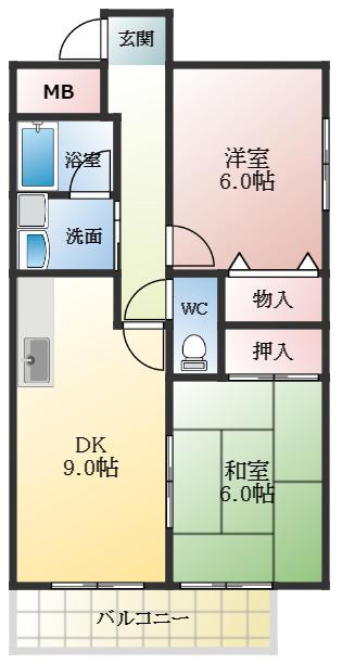 シャルマンエイト(2LDK/2階)の間取り写真