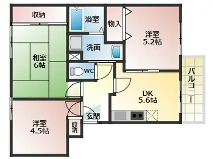 サンガーデン北川II(3DK/2階)の間取り写真