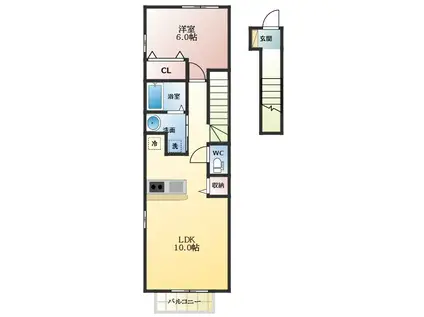 ディア・コート(1LDK/2階)の間取り写真