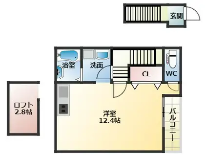 あんしんMURM東新町(ワンルーム/2階)の間取り写真