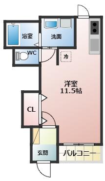 クロワール(ワンルーム/1階)の間取り写真