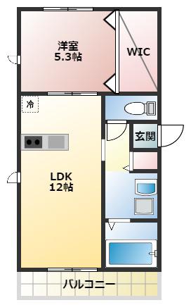 フェルメ天美(1LDK/1階)の間取り写真