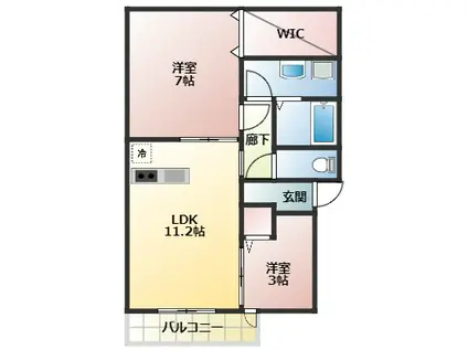 ラ ルーチェ天美我堂(2LDK/3階)の間取り写真