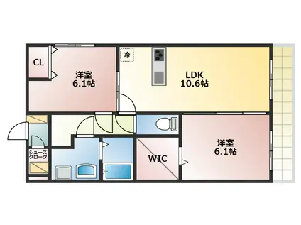 セレナイト(2LDK/1階)の間取り写真
