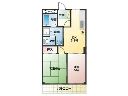 ハイムエスポアール(2DK/2階)の間取り写真