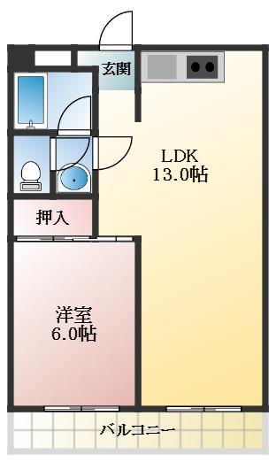 ファミティ弐番館(1LDK/3階)の間取り写真