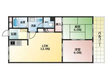 メゾンエルヴィー(2LDK/6階)の間取り写真
