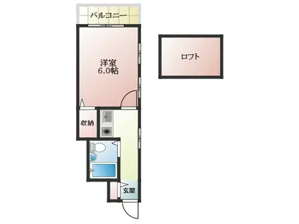 ハイツ藤井寺(1K/1階)の間取り写真