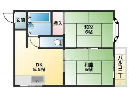 ルブラン甲陽(2DK/3階)の間取り写真