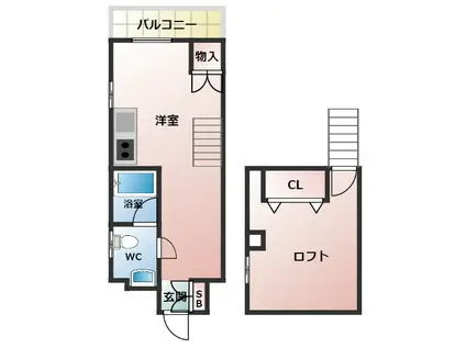 ラ・コートはびきの(1LDK/4階)の間取り写真