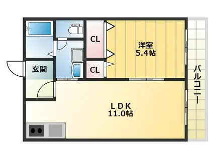 パティオヴィエントB(1LDK/1階)の間取り写真