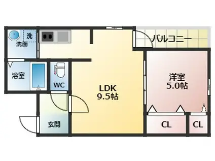 アイ・パレス1番館(1LDK/2階)の間取り写真
